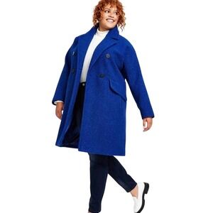 BCBGGeneration Royal Blue Double Breasted Wool Blend Coat‎ Women's XL